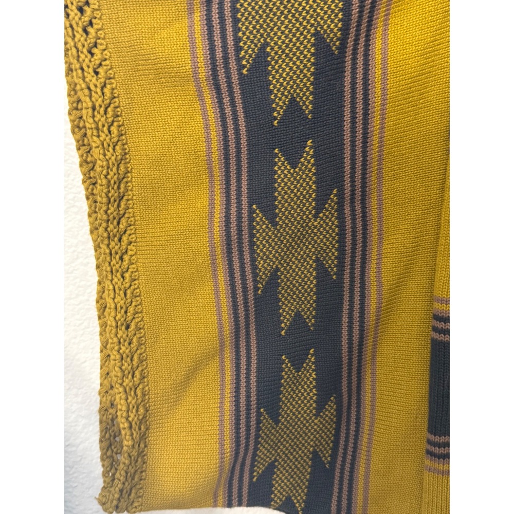 Vintage Cremieux Mustard Southwestern Cotton Knit Poncho Top XS Vintage Style - Picture 2 of 6